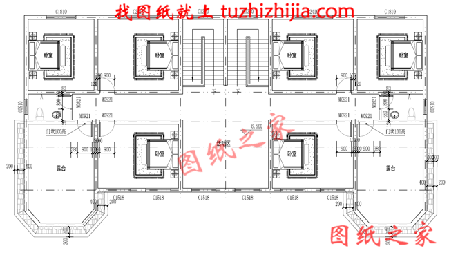 农村二层半双拼别墅设计图,客厅中空,带大露台