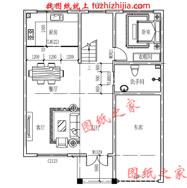 新农村三层楼房设计图,占地90平米,带车库,带大露台