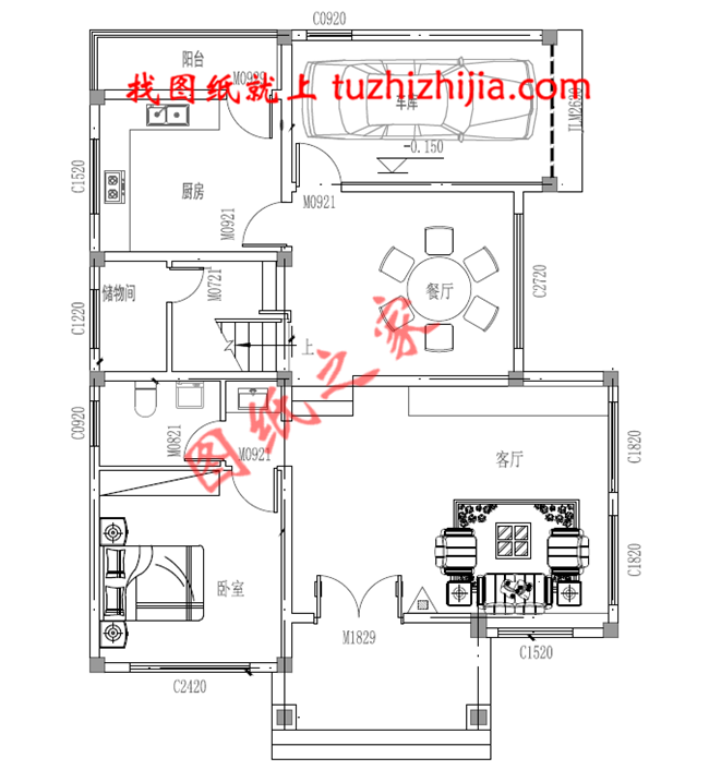 120平米三层别墅房屋设计图，带车库，带阁楼