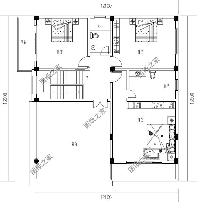 160平方米三层别墅户型图纸及全套施工方案