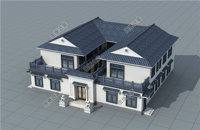 中式传统二层四合院独立住宅别墅设计图，典雅大气