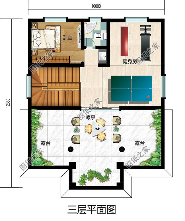 乡村三层别墅CAD建筑设计图，110平方米户型，带效果图和全套施工图