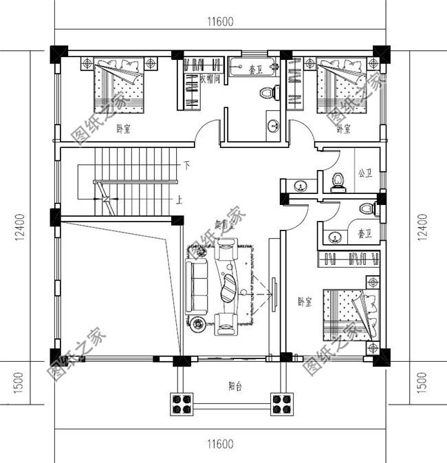 125平方米自建三层别墅施工设计图及效果图