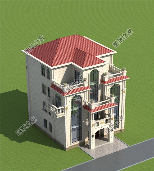 乡村高档四层豪华别墅图片，含全套CAD设计施工图