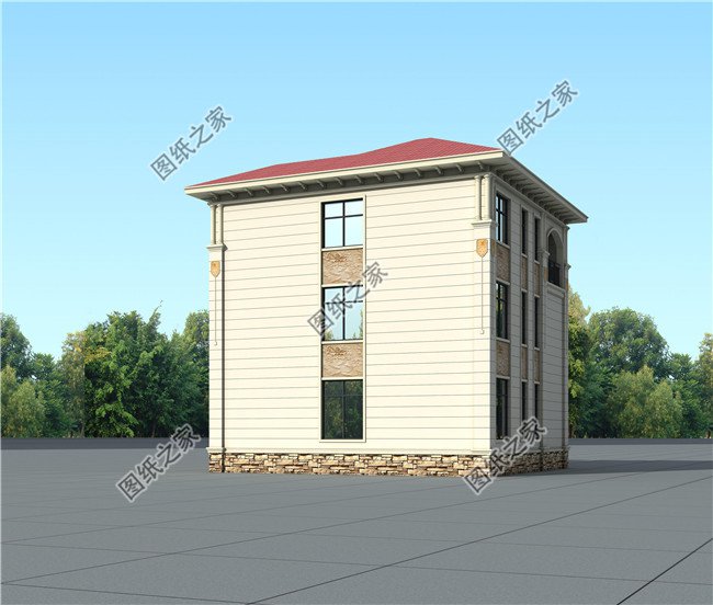 128平米新农村经典欧式三层自建房设计背面图