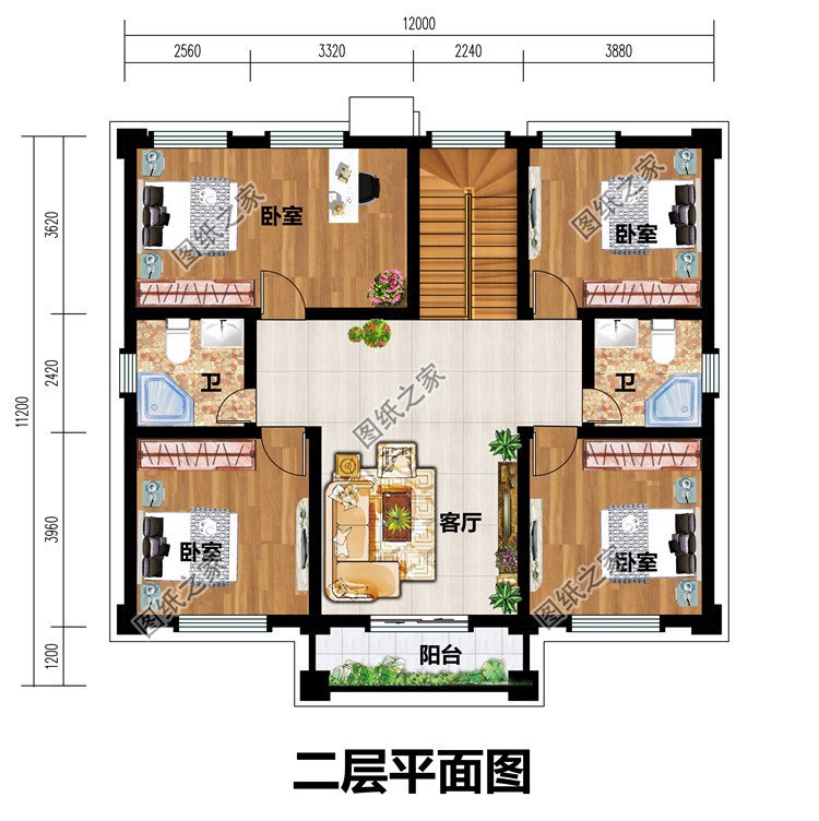 独栋经济型二层小别墅房屋设计图，含全套施工图效果图