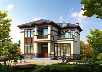 新中式二层农村住宅设计图，户型方正，主体造价21万