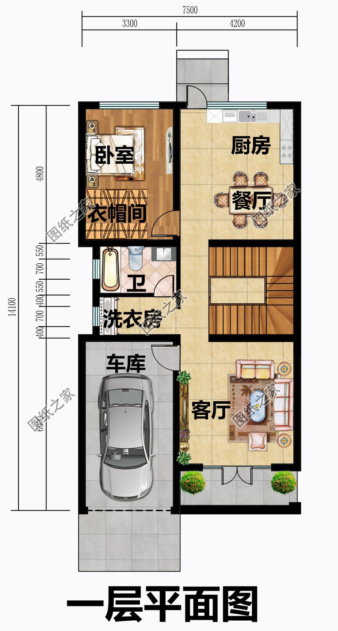 7米米x11米农村户型图图片