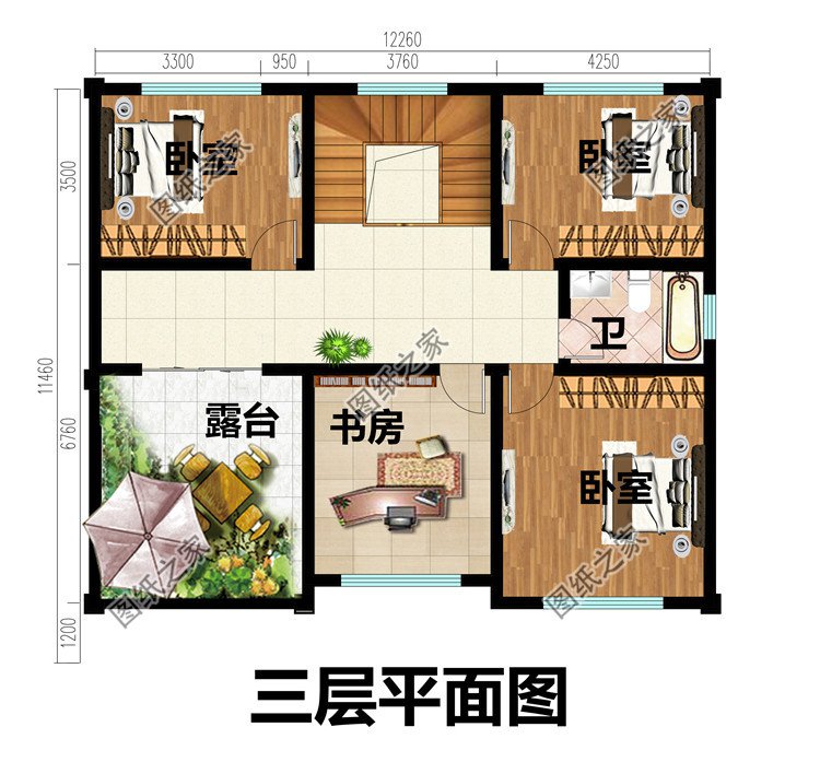 农村三层带地下室小楼房设计图
