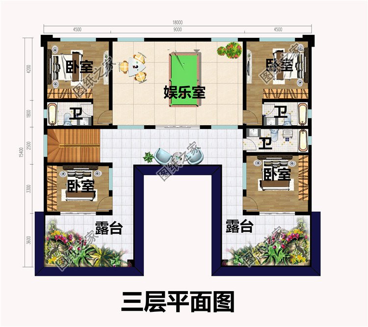 18×15米新中式农村三层别墅