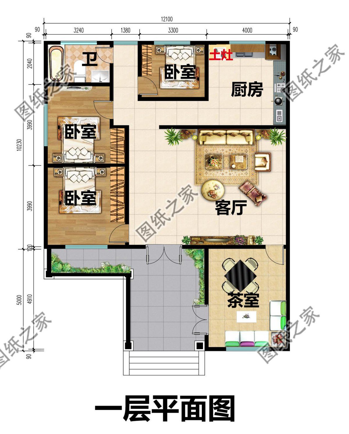 7米x11米自建房平面图图片