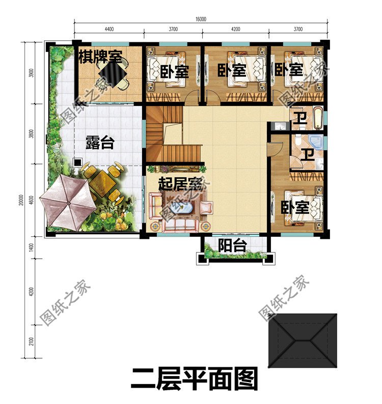 一层一半商铺一半住宅的二层别墅设计图