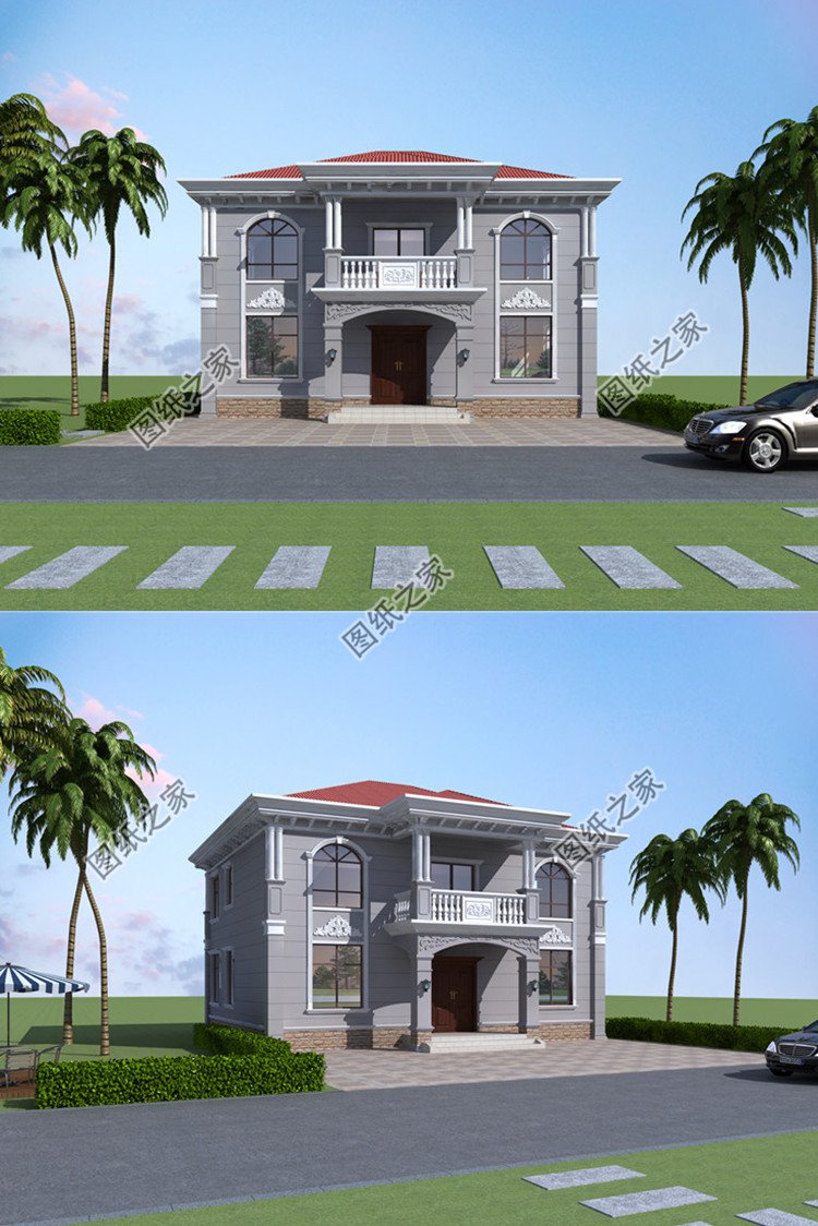 13x13米简单二层最新别墅设计图外观图