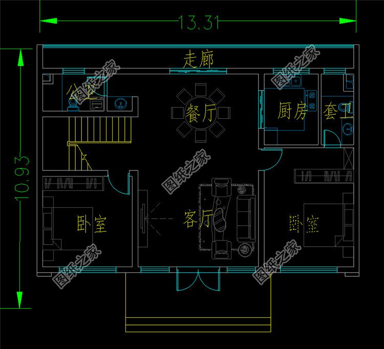 带院子的两层小别墅一层