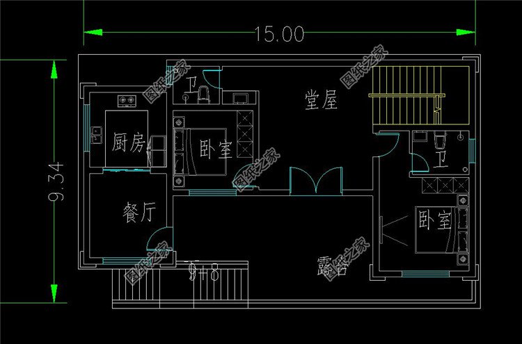 带架空层的三层中式别墅布局2