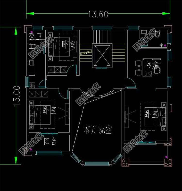 超气派的三层别墅设计图布局3