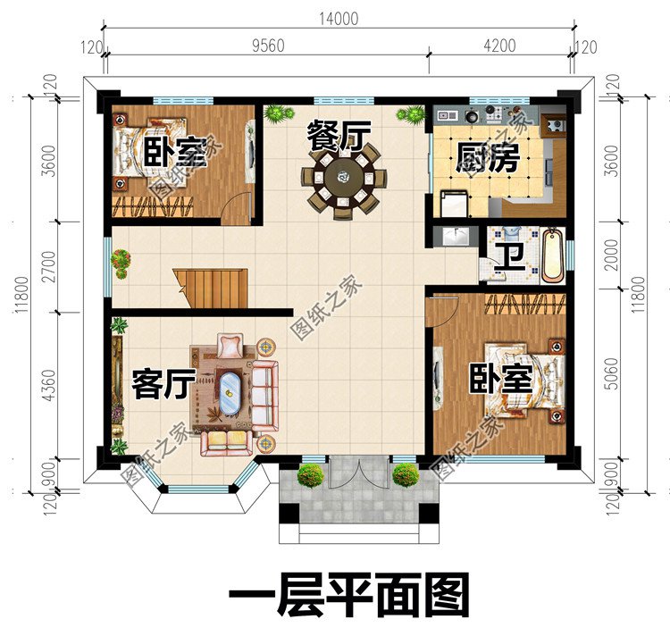 坡屋顶的二层欧式别墅设计图