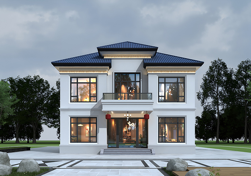 二层新中式自建房设计图，官帽房设计，升官发财添贵气