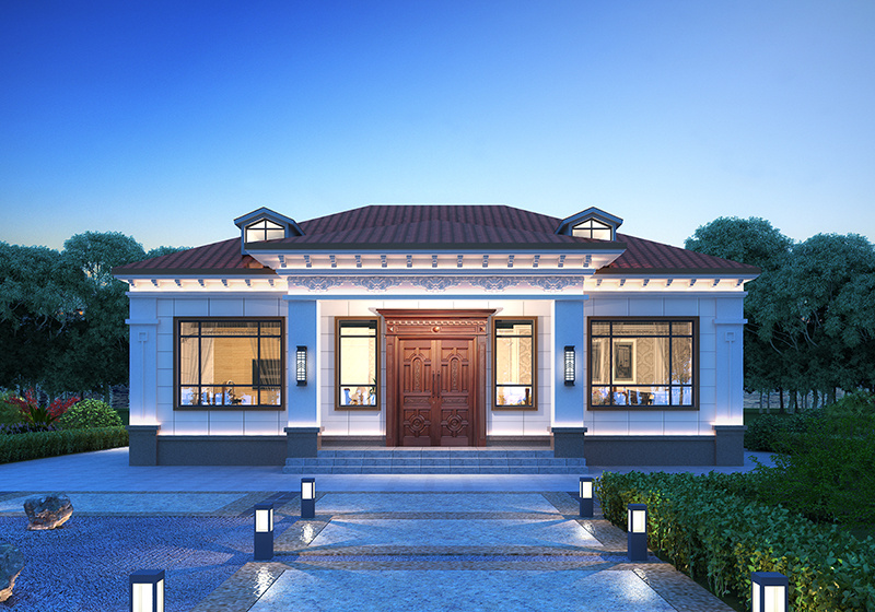 农村一层别墅户型设计方案，自住养老都合适，占地160平方米