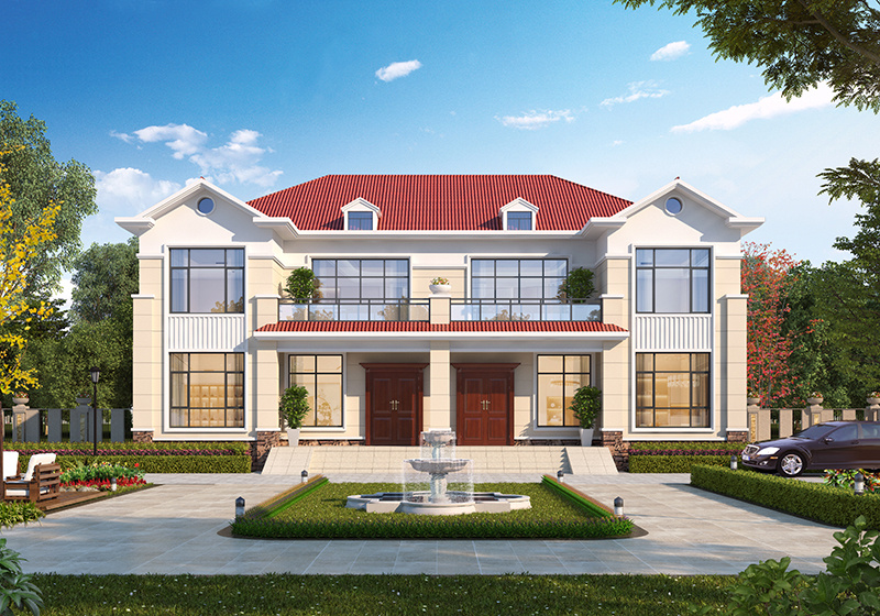 2026二层新款双拼别墅设计图,典雅美观又大气,俩兄弟共建就选它!