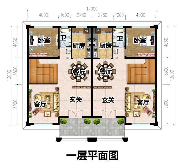 新中式双拼别墅二层设计图2
