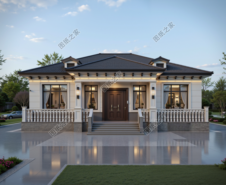 一层农村自建房别墅设计方案,左右对称布局好