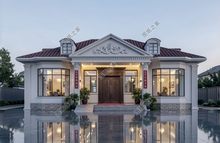 开间13米一层小别墅设计图，农村自建平房经典户型